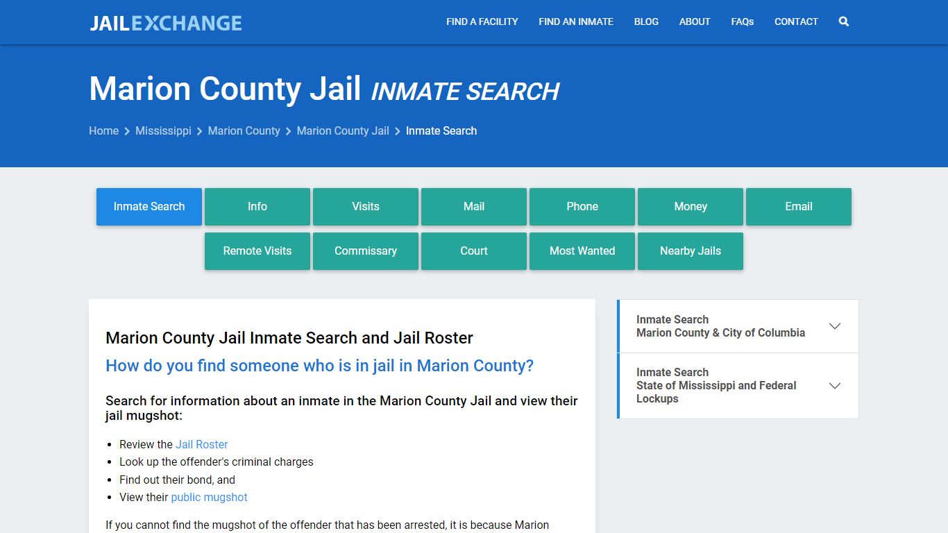 Inmate Search: Roster & Mugshots - Marion County Jail, MS