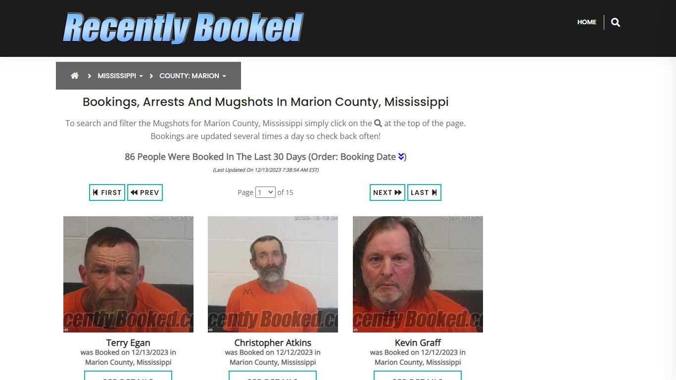 Bookings, Arrests and Mugshots in Marion County, Mississippi